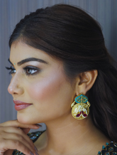 Amuukta Jewels Women's Multicolour Jadtar Earrings in Gold Plated Brass