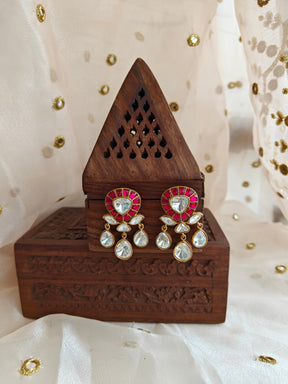 Amuukta Elegant Maroon Mossanite Earrings with Gold Plating