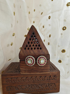 Amuukta Retro Maroon Epoxy Stud Earrings