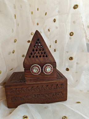 Amuukta Retro Maroon Epoxy Stud Earrings