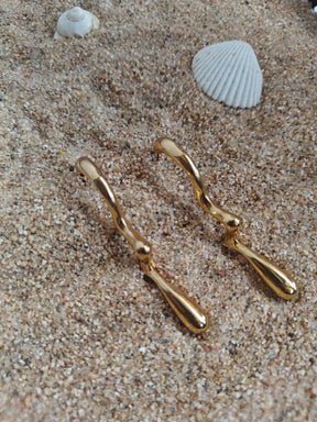 Amuukta 18K Gold Wavy Statement Earrings